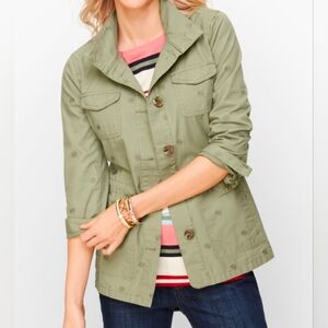 Talbots Safari Jacket Embroidered Sage Green Size XL